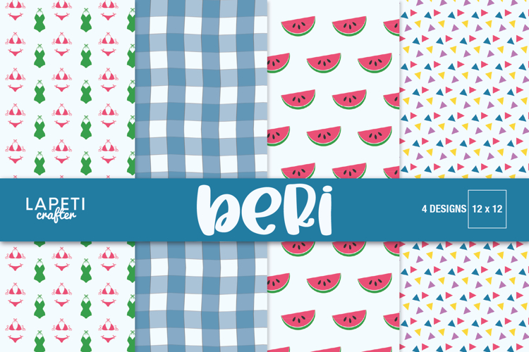 Summer Kids Digital Papers, Colorful Scrapbook Background