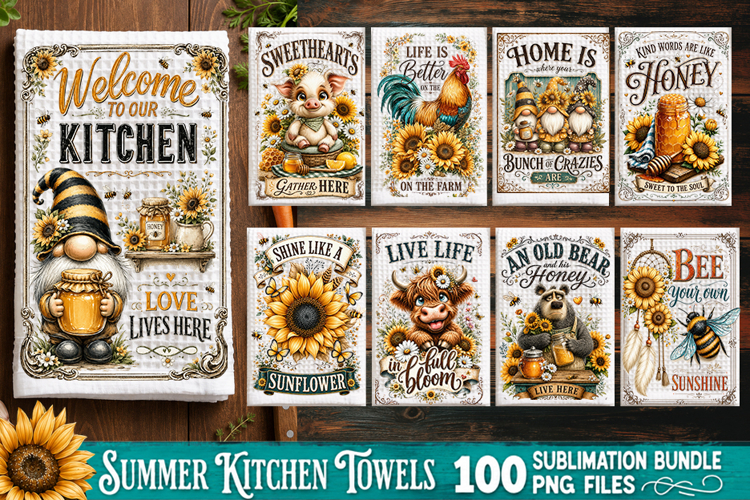 Summer Kitchen Towel Sublimation PNG Bundle 100 Designs