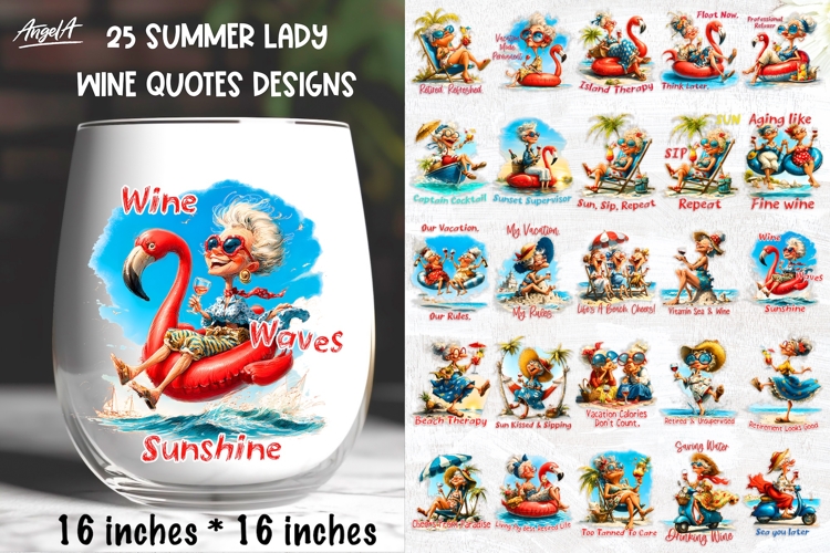 Summer vacation wine tumbler design Bundle Funny lady, quote