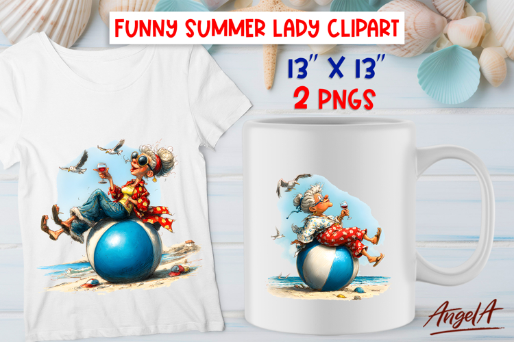 Summer vacation clipart Laughing elderly lady Adult Humor