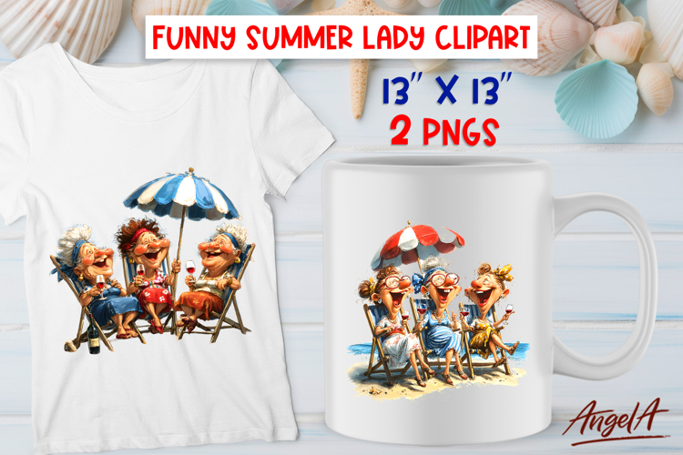 Summer Party clipart Elderly lady with best friends Vacation