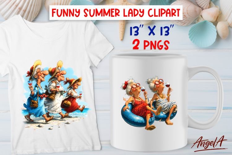 Summer vacation clipart Funny ladies drinking wine Friends