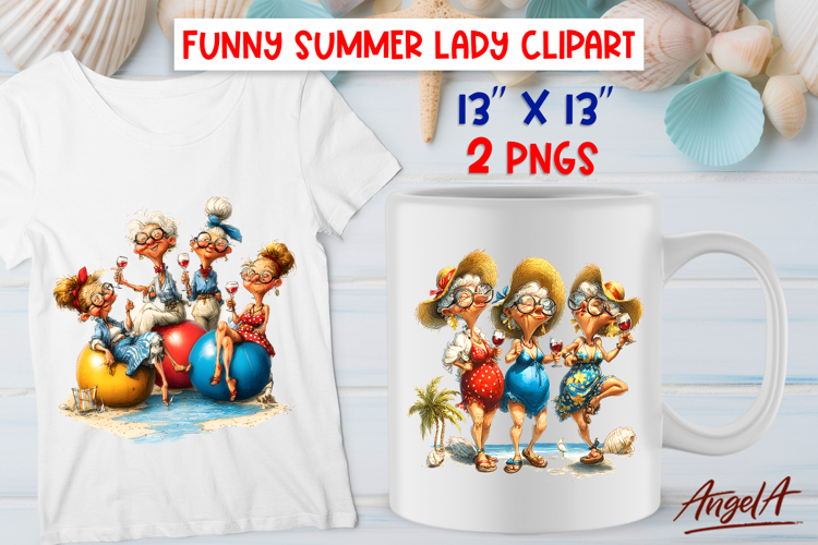 Summer vacation clipart Best friends ladies drinking wine
