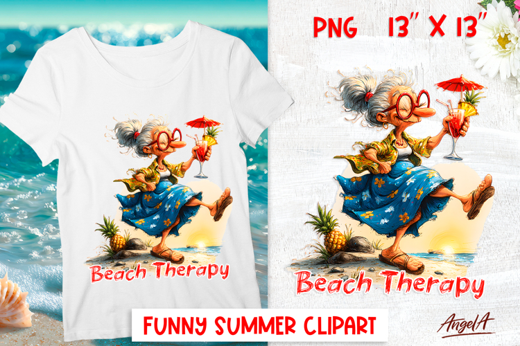 Summer vacation clipart Elderly lady Funny Wine quote