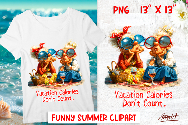 Summer vacation clipart Elderly lady Best friends Friendship