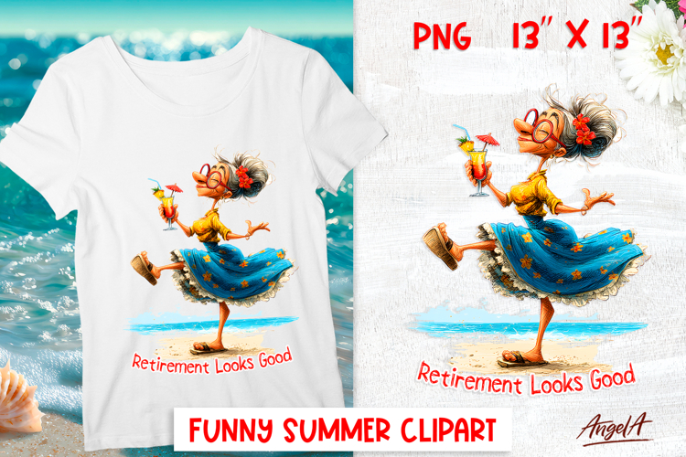 Summer vacation clipart Elderly lady Funny grandma Quote PNG