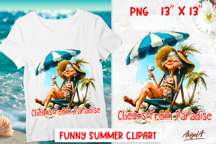 Summer vacation clipart Elderly lady Tropical Retirement PNG