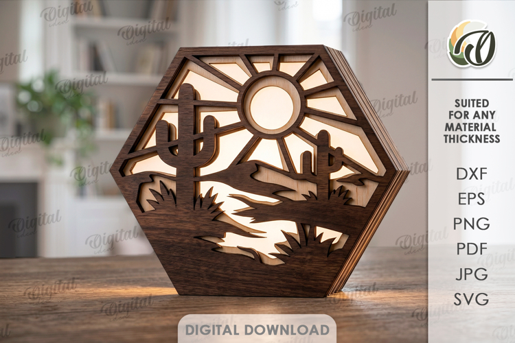 3D Summer Led Decor Laser Cut. Lightbox. Led Lantern SVG example image 1