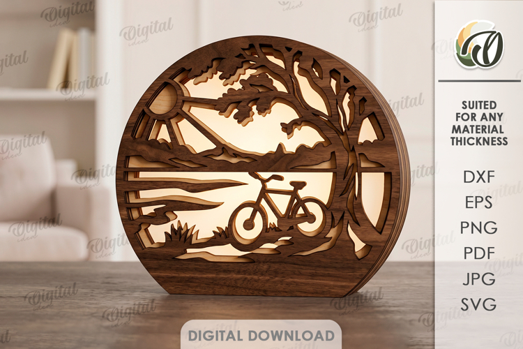 3D Summer Led Decor Laser Cut. Lightbox. Led Lantern SVG example image 1
