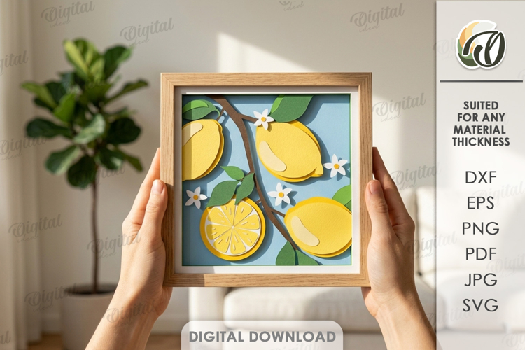 3D Summer Layered Fruit Decor. Lemon Wall Art Paper cut