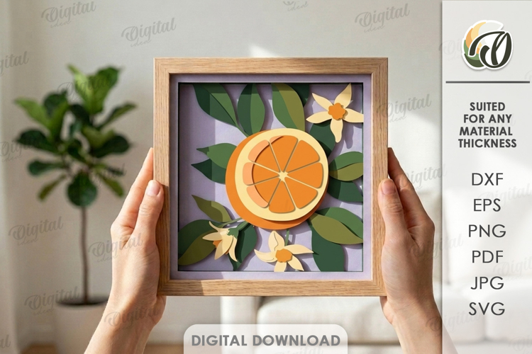 3D Summer Layered Fruit Decor. Orange Wall Art Paper cut