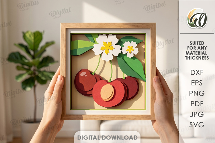 3D Summer Layered Fruit Decor. Cherry Wall Art Paper cut