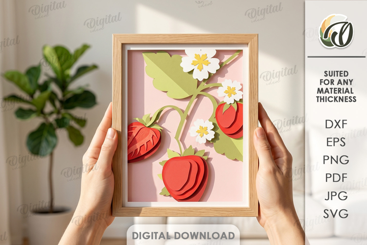 3D Summer Layered Fruit Decor. Strawberry Wall Art Paper cut