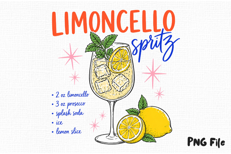 Summer Limon Cocktail Hand Drawn PNG