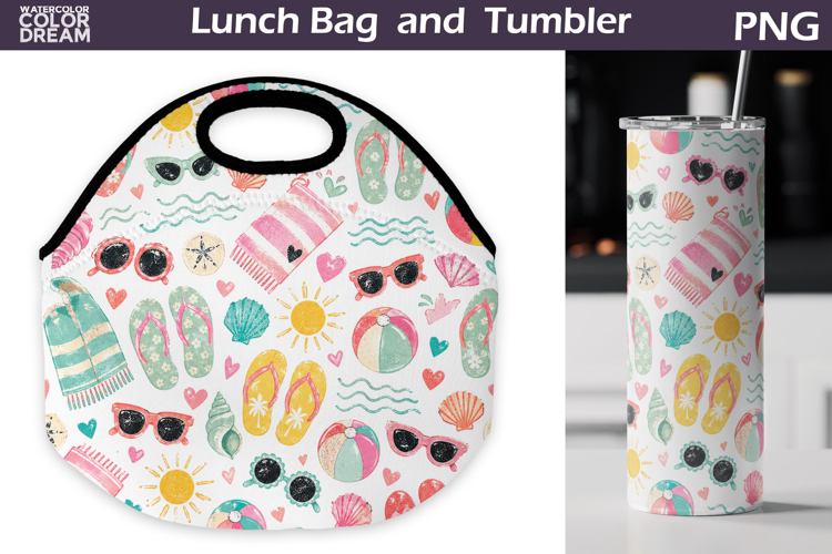 Beach Vacation Print | Lunch Bag Tumbler Sublimation