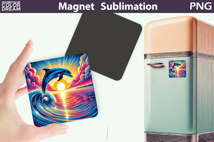 Sunset Dolphin Magnet Art | Summer Sublimation