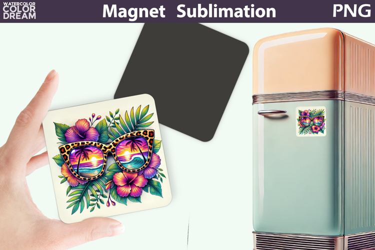 Tropical Floral Sunglasses Magnet Art | Summer Sublimation