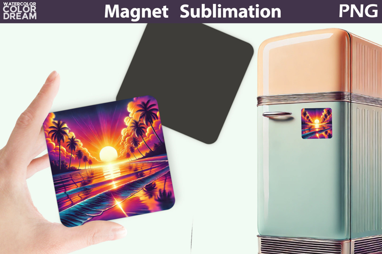 Neon Tropical Sunset Beach | Summer Sublimation