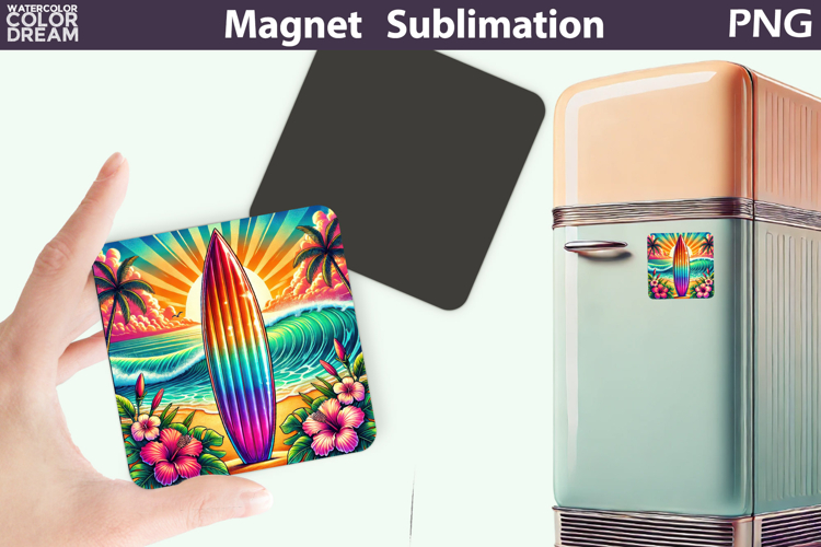 Ocean Vibes Surf Magnet Art | Summer Sublimation