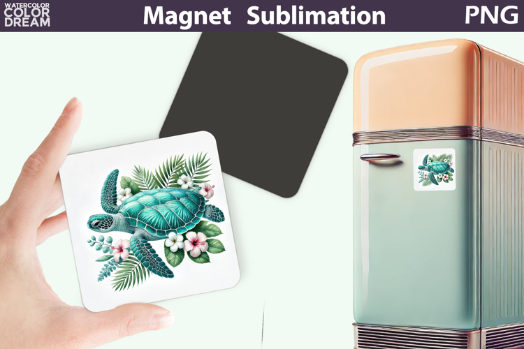 Tropical Sea Turtle Magnet Art | Summer Sublimation