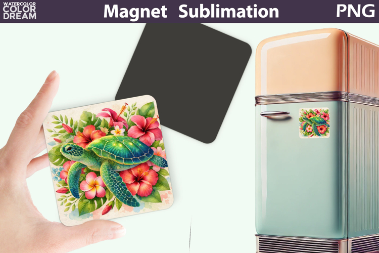 Tropical Sea Turtle Magnet Art | Summer Sublimation