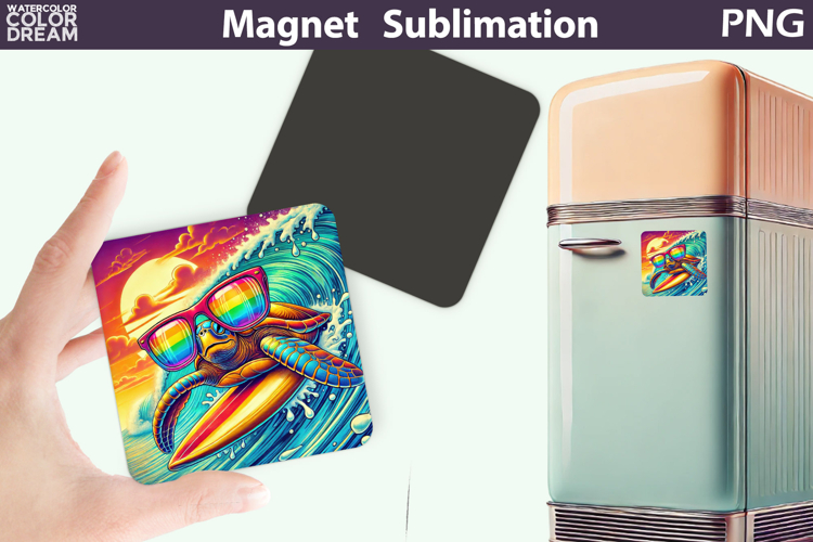 Surfing Sea Turtle Art | Tropical Summer Sublimation