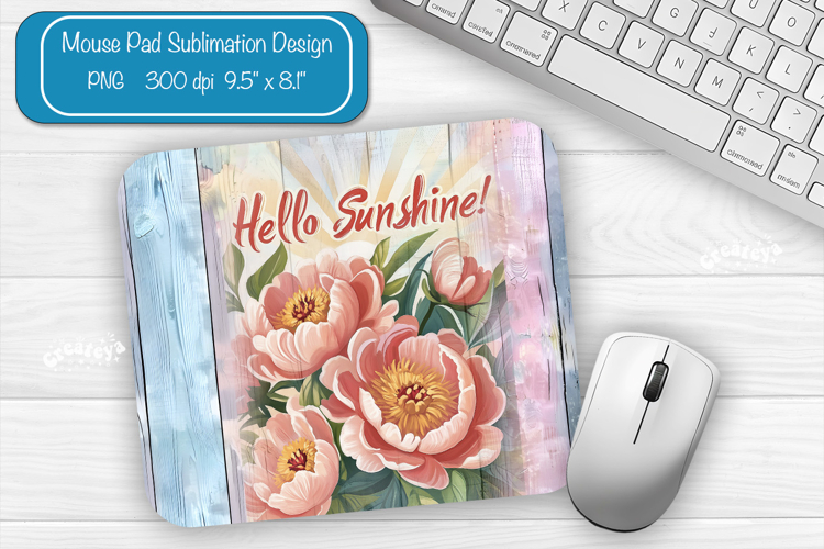 Peonies Summer Mouse Pad Sublimation Farmhouse Floral Desk