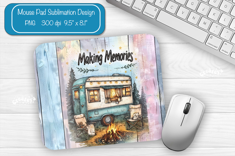 Camping Summer Mouse Pad Sublimation Farmhouse Floral Desk