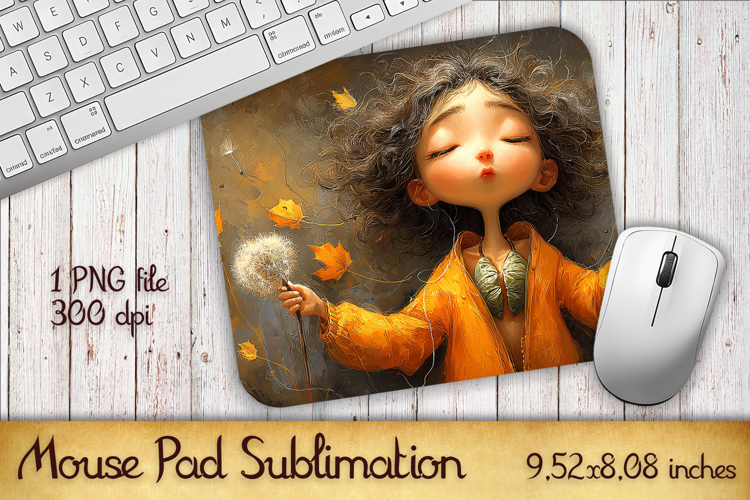 Summer Sun Girl with Flowers Mouse Pad | Sublimation PNG