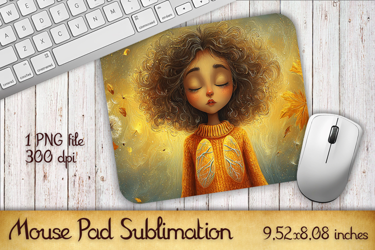 Summer Sun Girl with Flowers Mouse Pad | Sublimation PNG