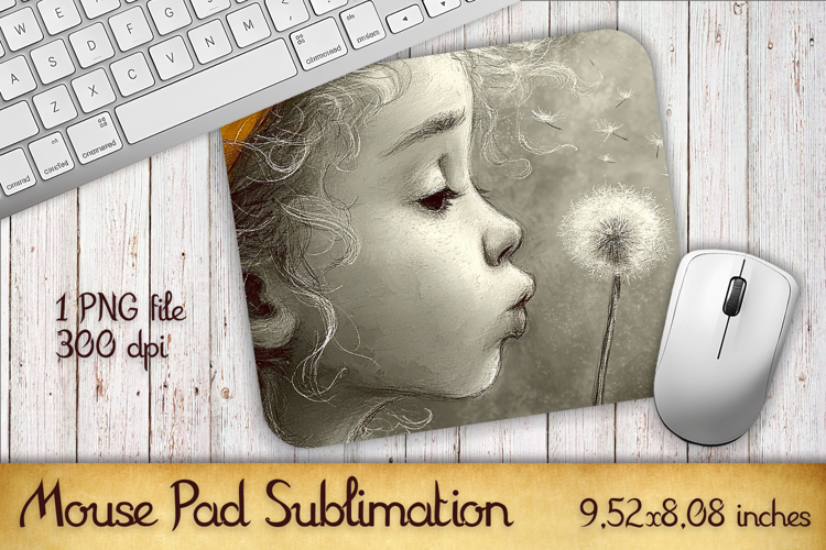 Summer Sun Girl with Flowers Mouse Pad | Sublimation PNG