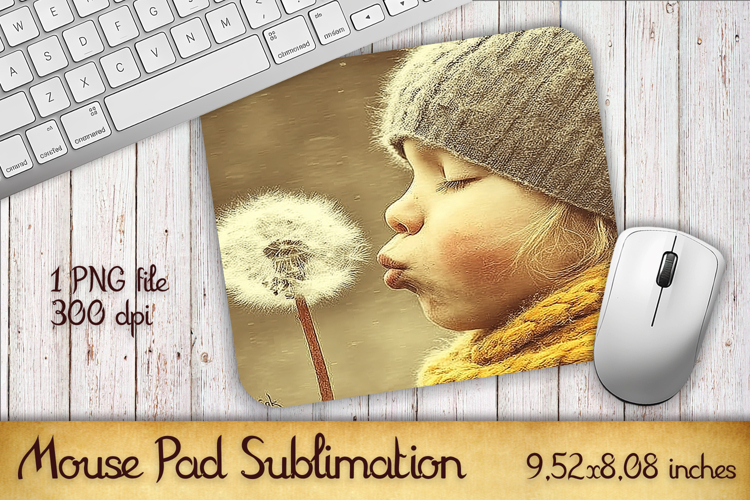 Summer Sun Girl with Flowers Mouse Pad | Sublimation PNG