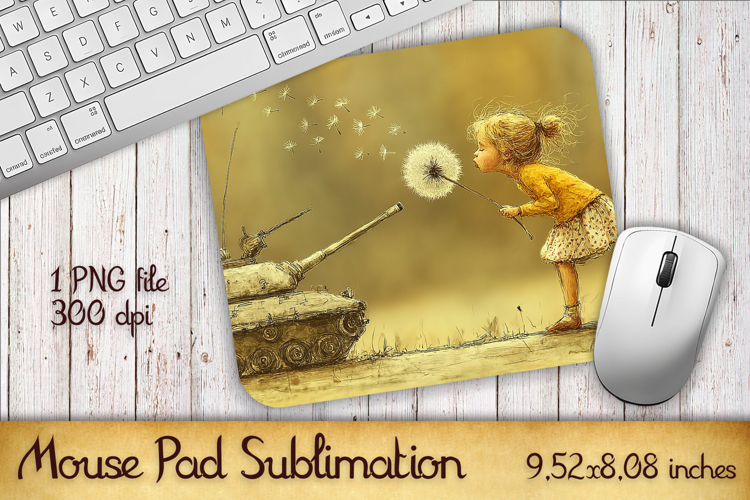 Summer Sun Girl with Flowers Mouse Pad | Sublimation PNG