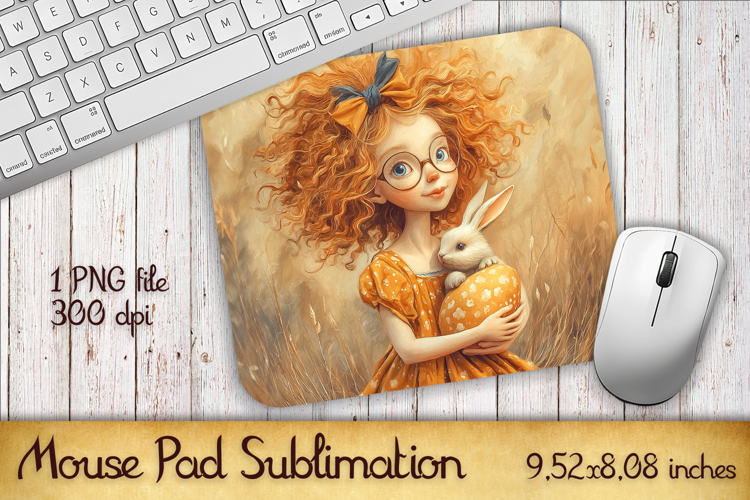 Summer Sun Girl with Flowers Mouse Pad | Sublimation PNG