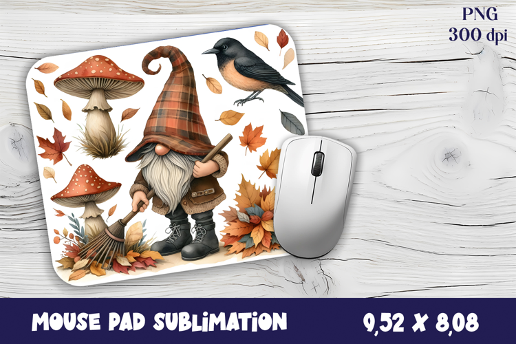 Gnome Mouse Pad. Autumn Mouse Pad
