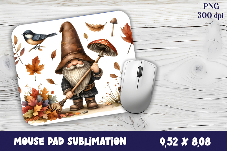 Gnome Mouse Pad. Autumn Mouse Pad
