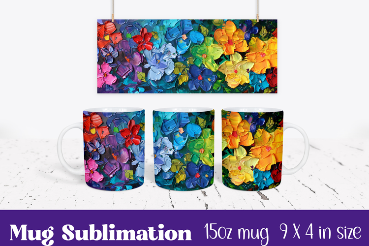 Floral Mug Wrap Sublimation, Flowers Pattern