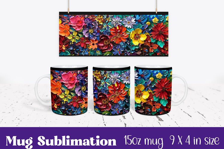 Floral Mug Wrap Sublimation, Flowers Pattern