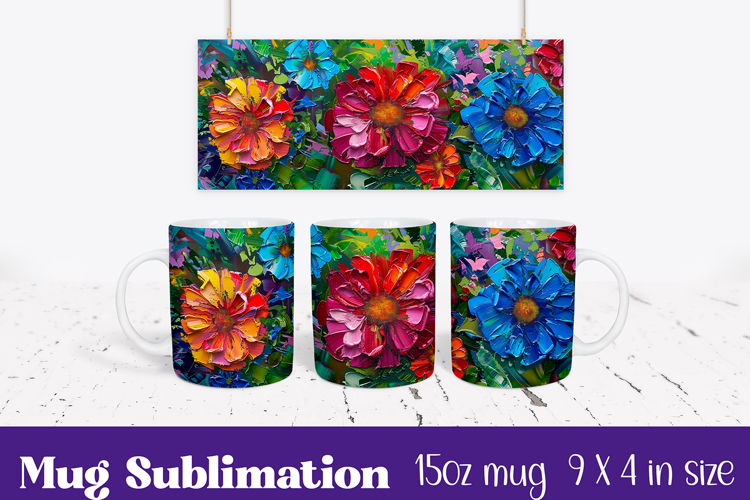 Floral Mug Wrap Sublimation, Flowers Pattern