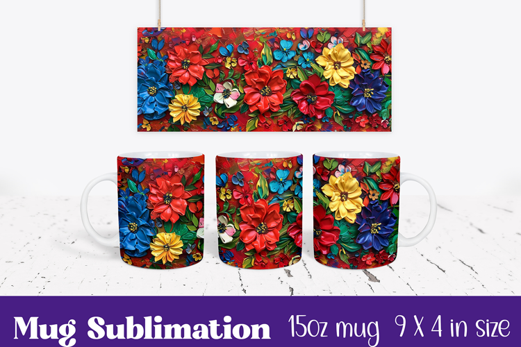 Floral Mug Wrap Sublimation, Flowers Pattern