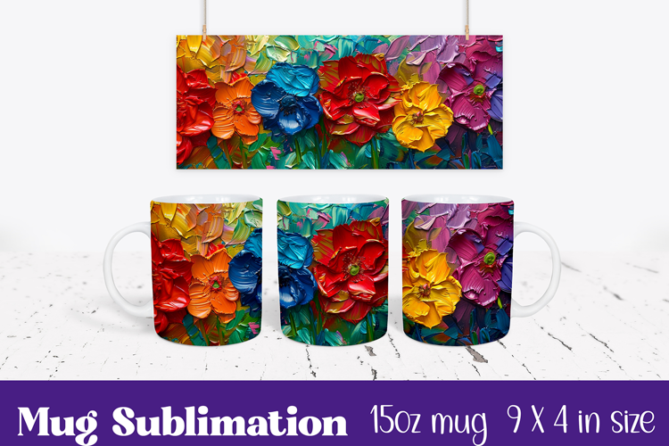 Floral Mug Wrap Sublimation, Flowers Pattern