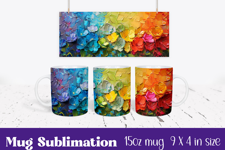 Floral Mug Wrap Sublimation, Flowers Pattern