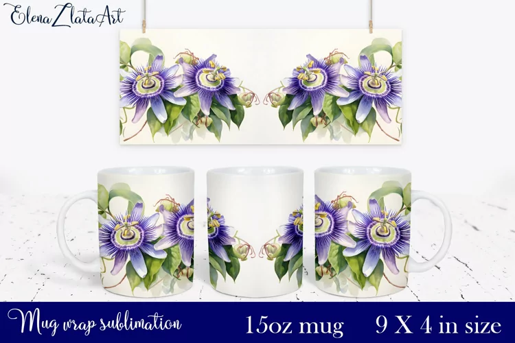 Flowers Mug Sublimation | Watercolor Flowers Mug Wrap
