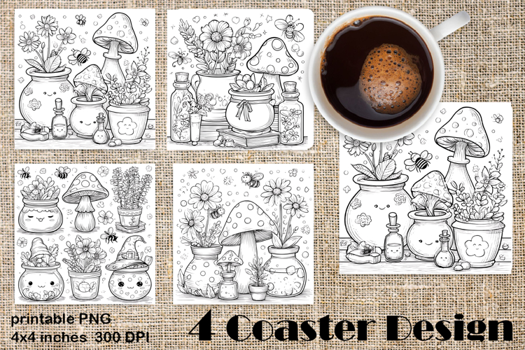Design of a stand for summer mushrooms |Coloring pages