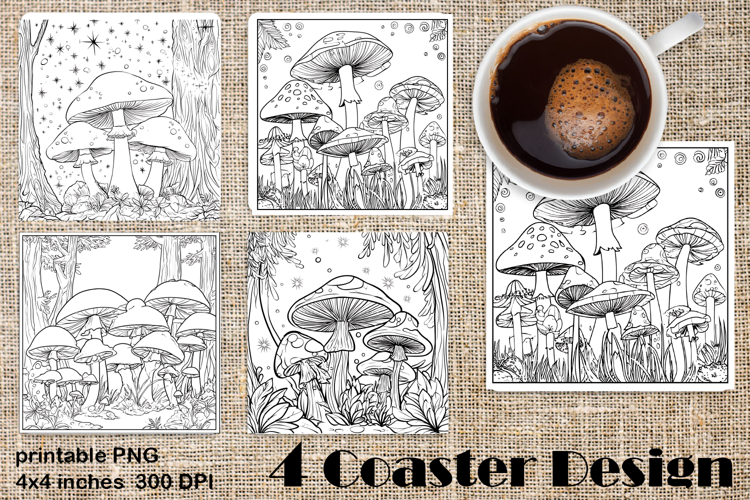Design of a stand for summer mushrooms |Coloring pages
