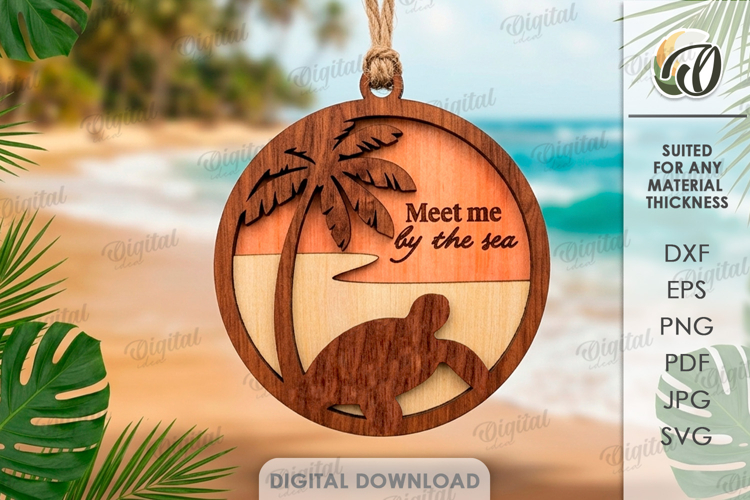 3D Summer Ornament Laser Cut. Hanging Ornament SVG example image 1