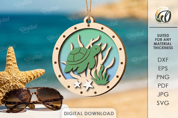 3D Summer Ornament Laser Cut. Wall Hanger SVG