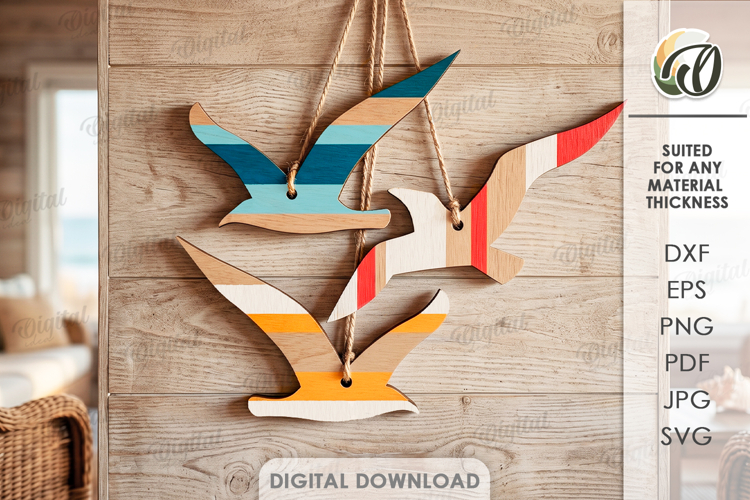 Summer Ornaments Laser Cut. Hanging Ornament. Birds SVG
