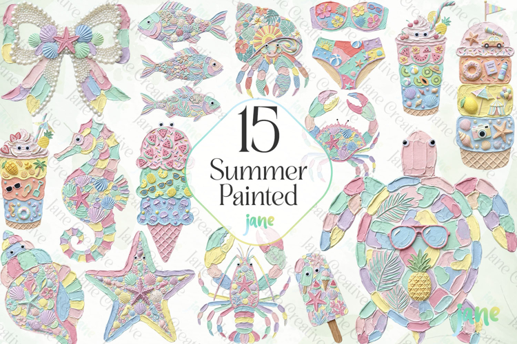 Summer Painted Sublimation Clipart Bundle