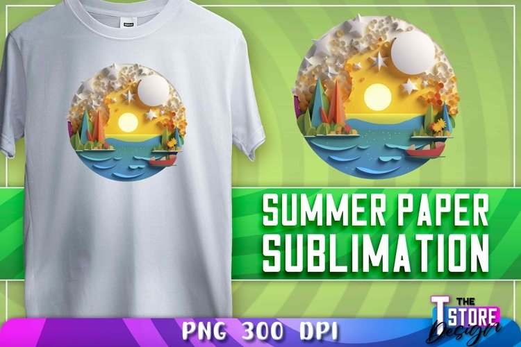 Summer Paper Sublimation | T-Shirt Design | PNG Sublimation example image 1